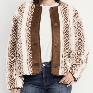 Button-Front Sherpa Jacket